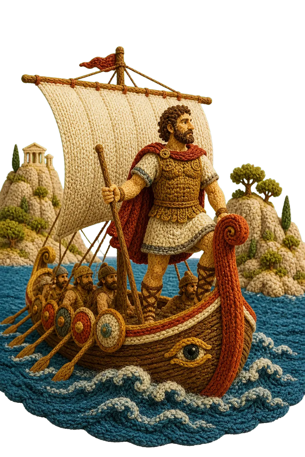 Odysseus auf einem Schiff auf dem Weg nach Ithaka